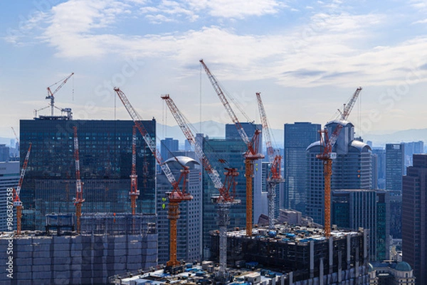 Obraz 梅田スカイビル空中庭園展望台から見えた再開発中のビル群