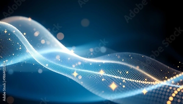 Fototapeta abstract blue wave background with particles