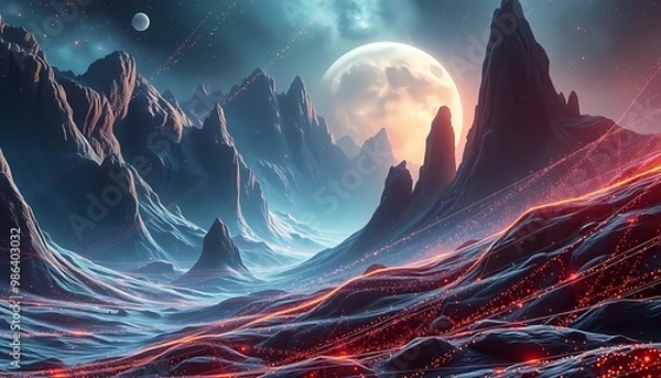 Fototapeta landscape with clouds and sun