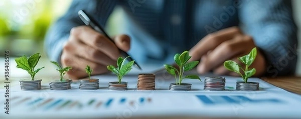 Fototapeta A financial planner highlighting the benefits of asset diversification to clients