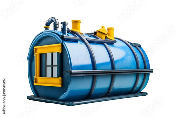 Fototapeta Rainwater harvesting system with overflow protection, sustainable and efficient, ,Isolated on transparent background