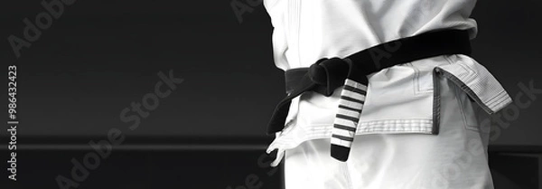 Fototapeta Brazilian Jiu jitsu black belt bjj web banner with copy space background	