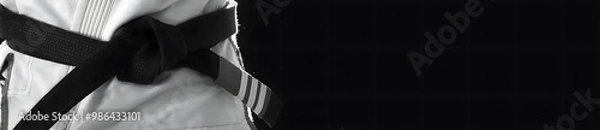 Fototapeta Brazilian Jiu jitsu black belt bjj web banner with copy space background	
