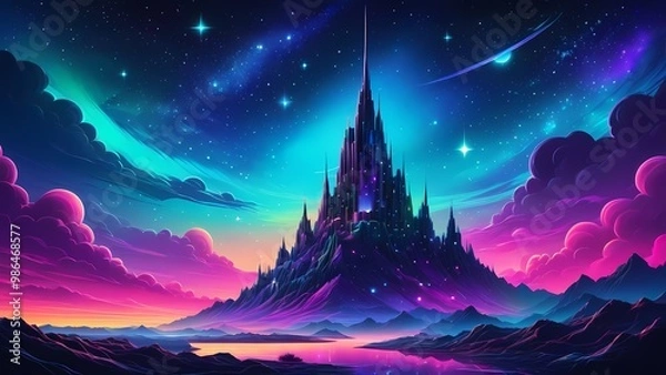 Fototapeta landscape with mountains and clouds