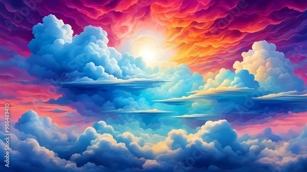 Fototapeta flying over the clouds