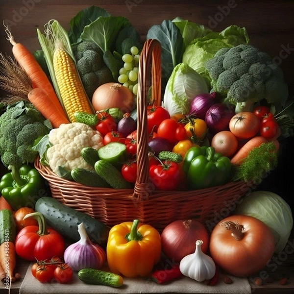 Obraz Fresh vegetables in a basket