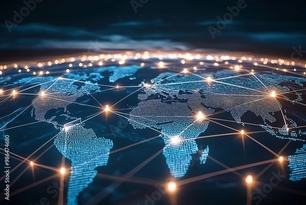 Obraz Digital globe with network connections