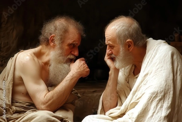 Obraz A bustling marketplace where two blind philosophers argue