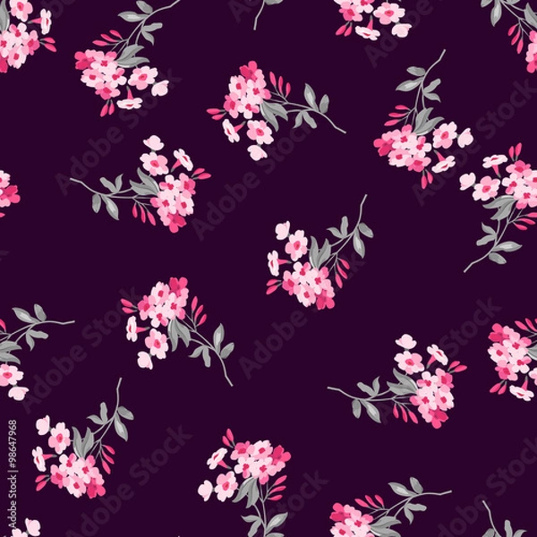Fototapeta Seamless floral pattern with pink flowers