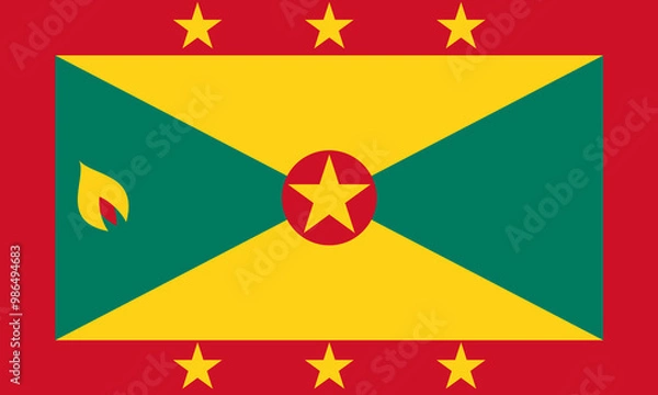 Obraz National Flag Grenada, star, nutmeg