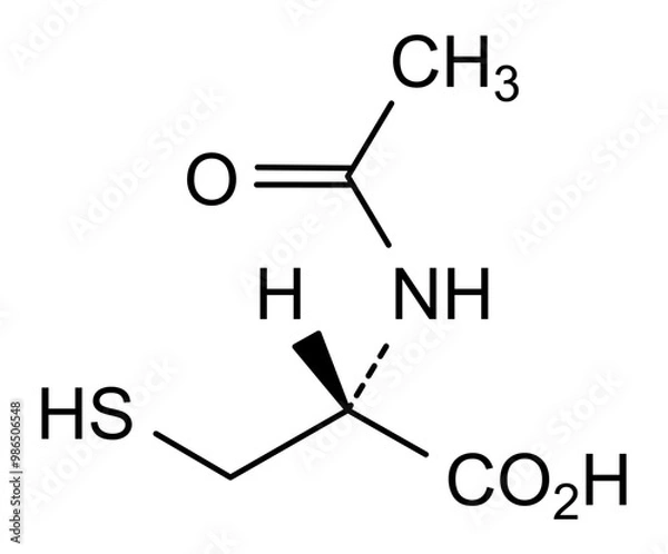 Fototapeta Chemical structure of acetylcysteine, drug substance