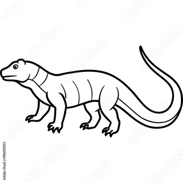 Fototapeta Vector Art of a Strolling Komodo Dragon