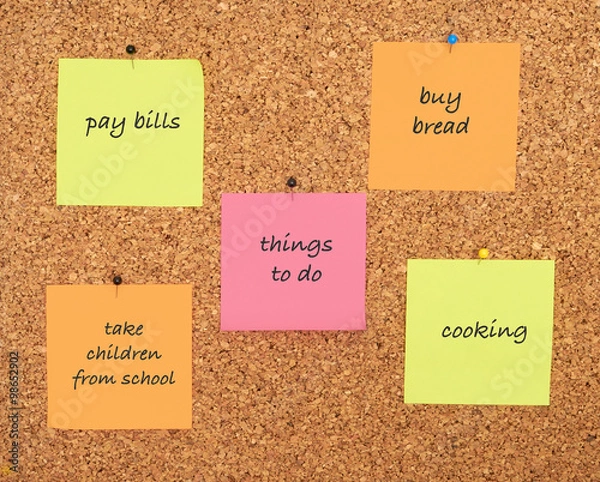 Fototapeta Things to do written on sticker notes