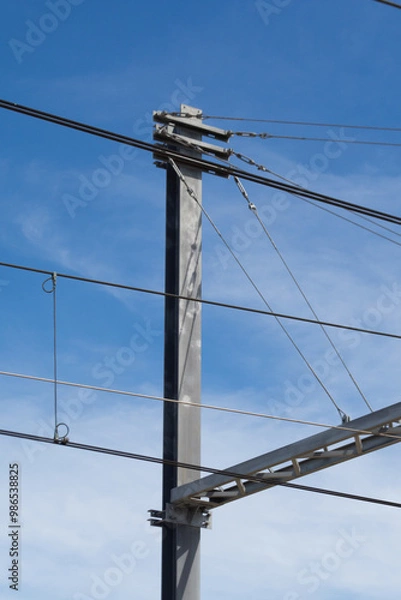 Fototapeta Overhead Power Line Infrastructure for Trains | Railway Electrification System