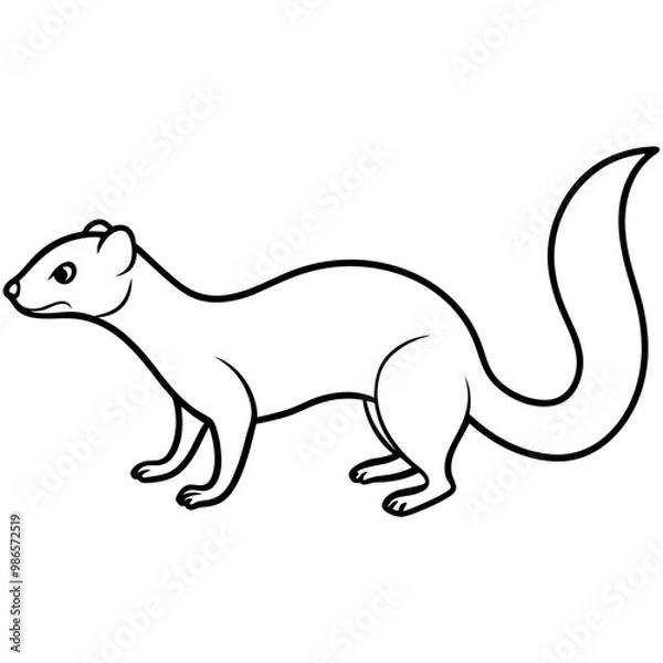 Fototapeta Sleek Minimalist Weasel in Forward Motion – Vector Art