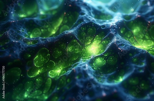 Fototapeta Abstract Plasma Lattice: Interconnected Strands of Neon Energy