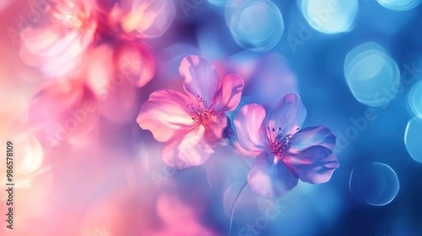 Fototapeta Dreamy blurred background with soft, flowing light and color