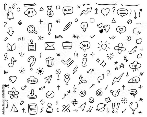 Obraz business startup set with doodle line style vector