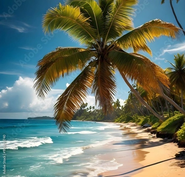 Obraz Scenic Beach Landscape with Stunning Ocean View