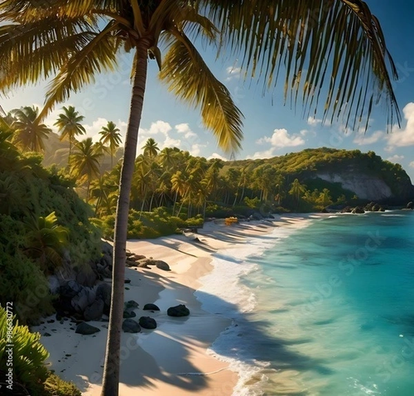 Obraz Scenic Beach Landscape with Stunning Ocean View