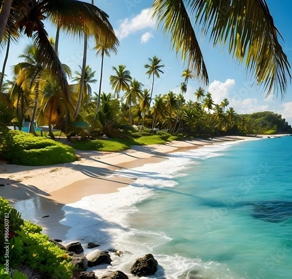 Obraz Scenic Beach Landscape with Stunning Ocean View