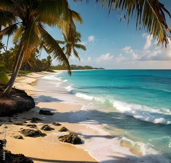 Obraz Scenic Beach Landscape with Stunning Ocean View
