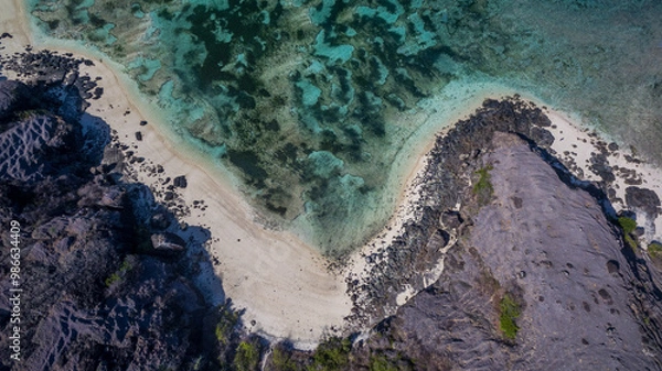 Fototapeta Lombok Kuta Beach is a rocky beach has a sharp cliff and is connected to the ocean.