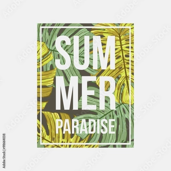 Fototapeta summer text palm