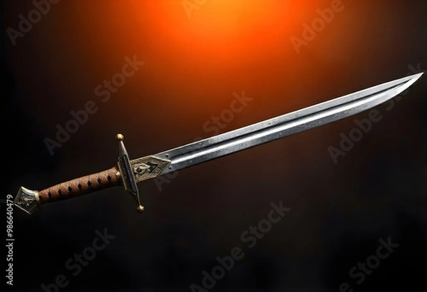 Obraz sword on a orange and black gradient background create with ai