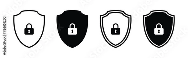 Fototapeta Vector Security Shield Lock Icon Set