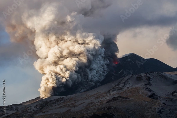 Obraz Pyroclastic flows and lava flows at Etna volcano
