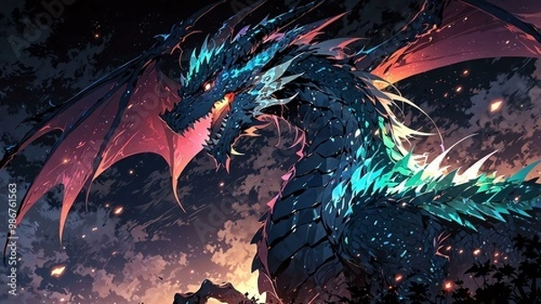 Fototapeta in the dimly lit frame a mesmerizing dragon image