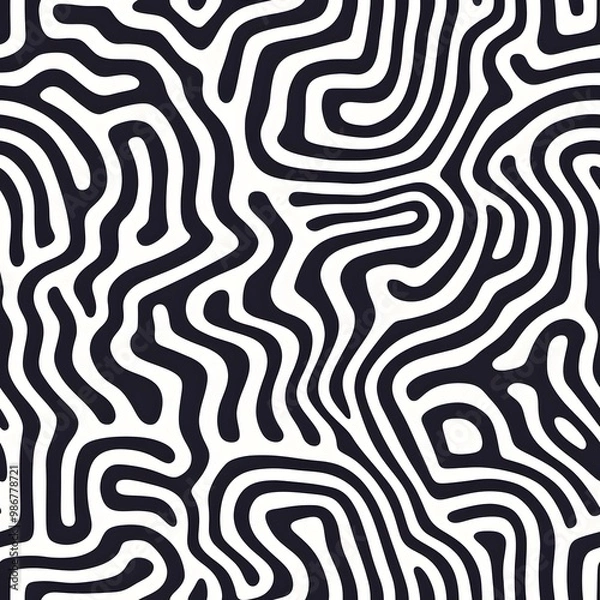 Fototapeta Abstract Black and White Swirls Pattern.