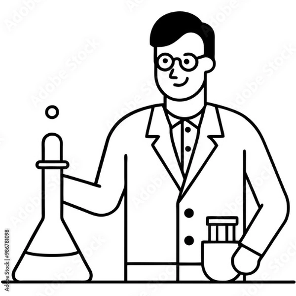 Obraz male-scientist-make-experiments-in-lab-