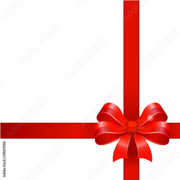 Fototapeta Red gift bow with ribbons. Vector.