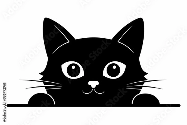 Fototapeta 
Peeking black cat silhouette vector, Funny peeking pet. Vector illustration
