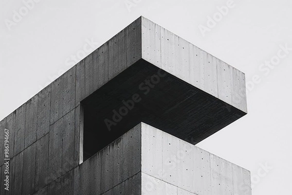 Fototapeta Minimalist concrete building with geometric design