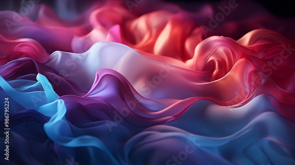 Fototapeta 3D render of a purple, pink and blue smoke / cloud
