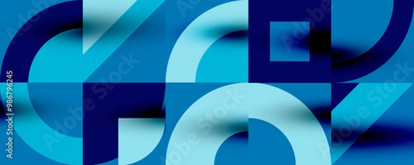 Fototapeta Neo memphis geometric pattern with circles, squares. Pop art abstract background for covers, banners, flyers and posters and other templates