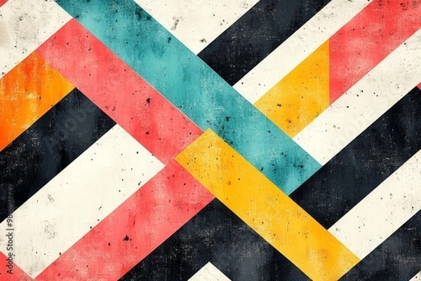 Fototapeta Abstract Geometric Pattern with Grunge Texture