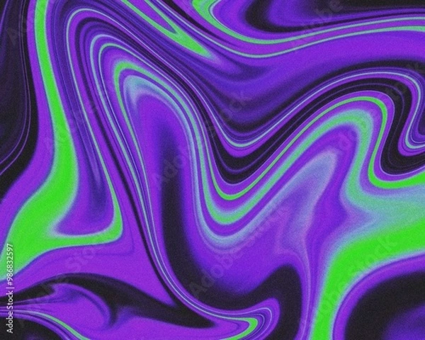 Fototapeta Marble fluidity mesh iridescent purple green pattern melted grainy texture background layout banner print art	
