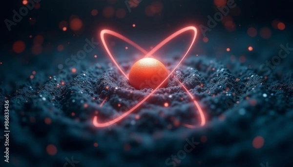 Fototapeta A red ball is in the center of a blue background