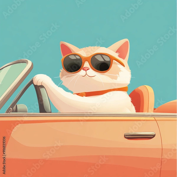Fototapeta  A Driving Cat (Sports Car)