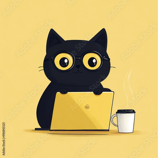 Fototapeta a working cat (in the office)