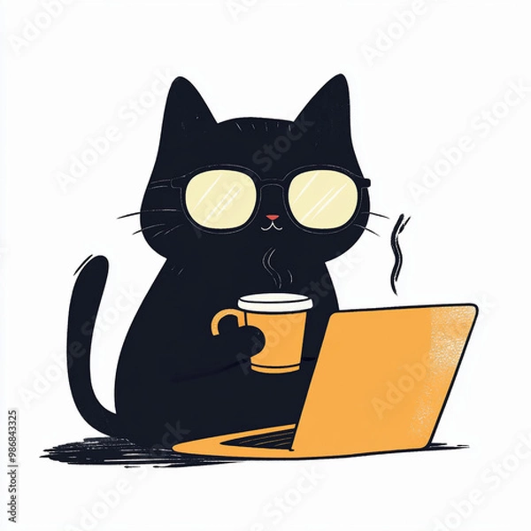 Fototapeta a working cat (in the office)