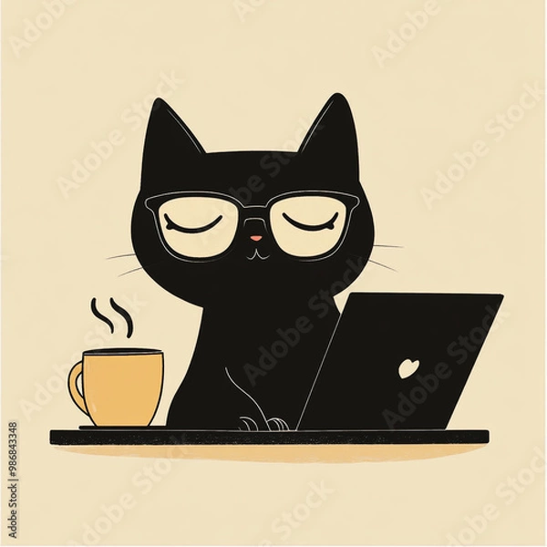 Fototapeta a working cat (in the office)