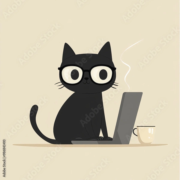 Fototapeta a working cat (in the office)