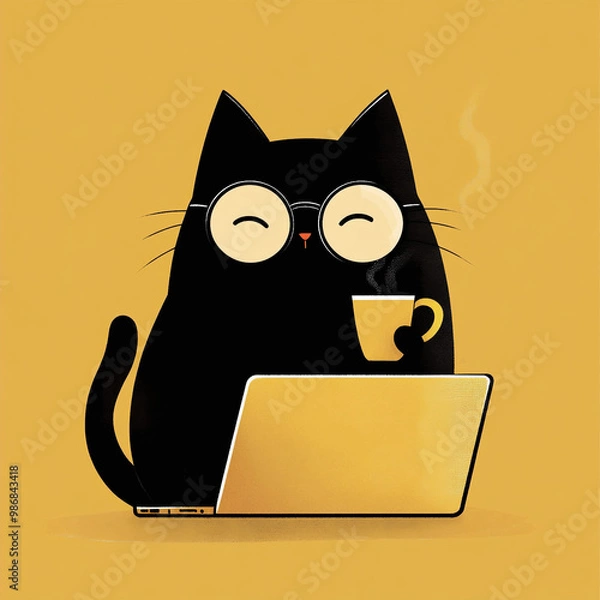 Fototapeta a working cat (in the office)