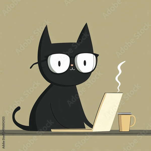 Fototapeta a working cat (in the office)