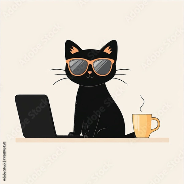 Fototapeta a working cat (in the office)